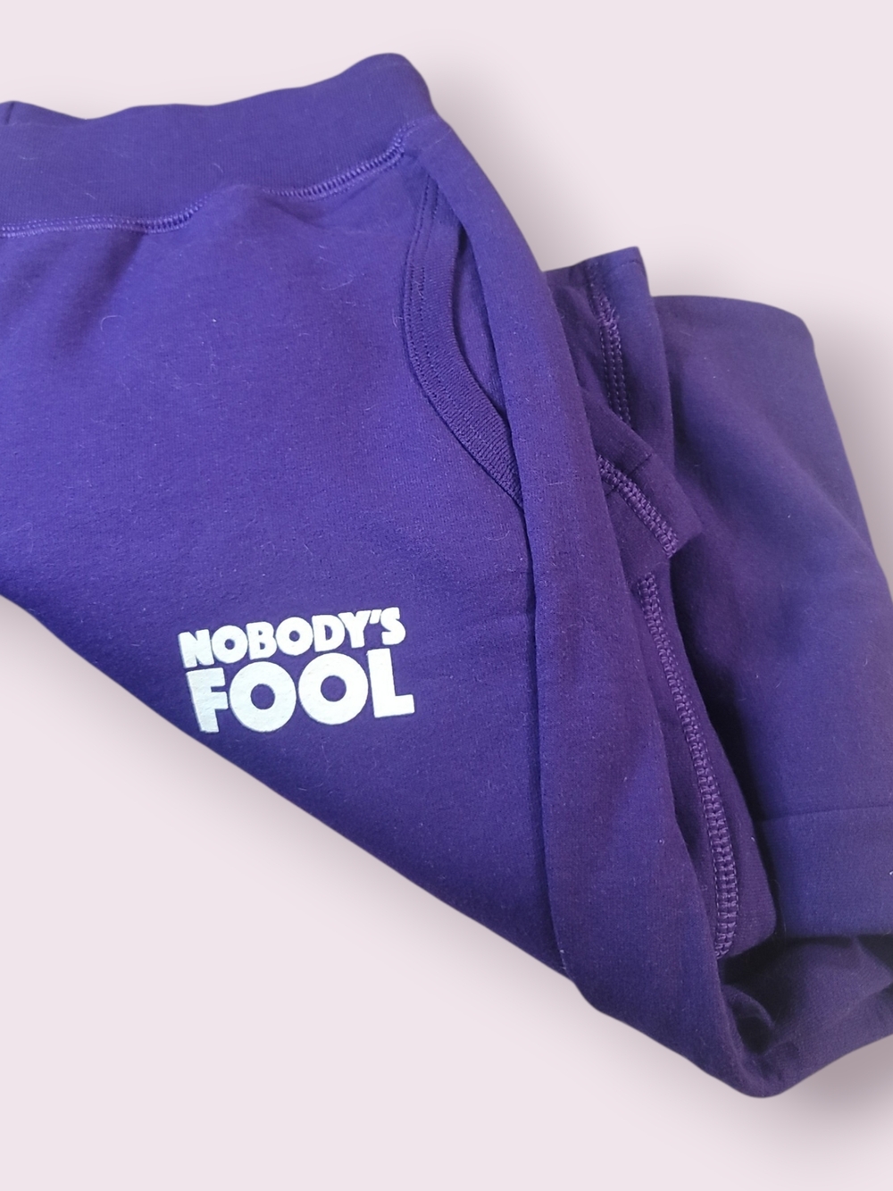 Nobodys FOOL Movie Purple Women's Drawstring Sweatpants Sz Large - Picture 2 of 3